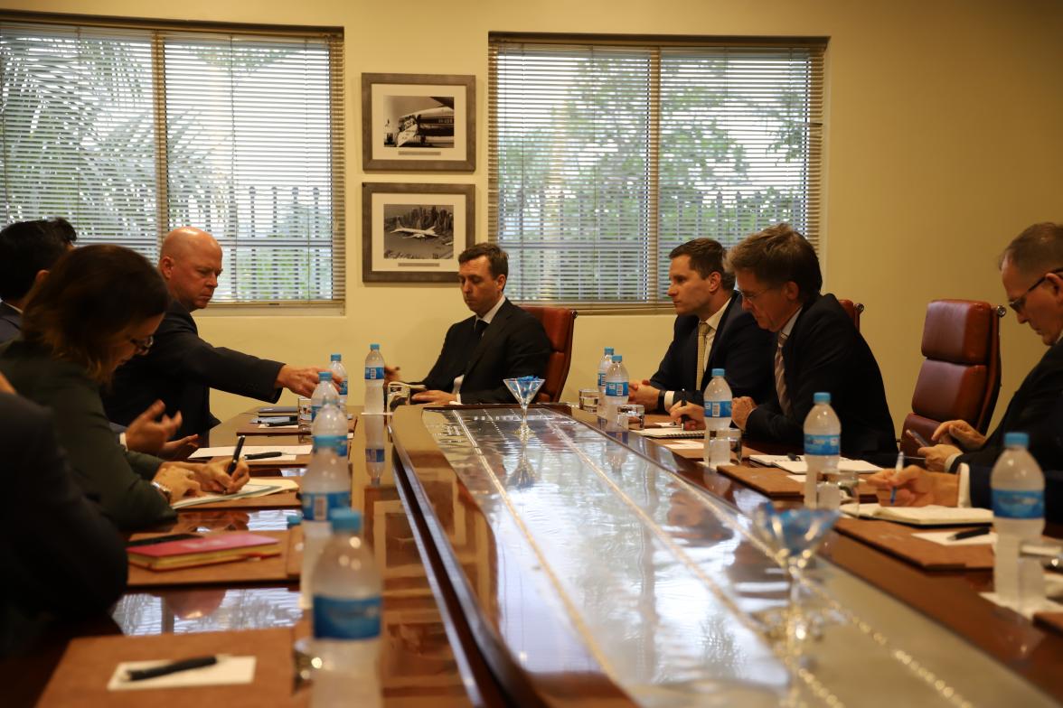 Group photo of the meeting with in country-representatives from the World Bank and the Asian Development Bank.