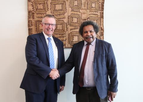 Assistant Minister for Trade and Investment Mark Coulton and PNG’s Foreign Minister Soroi Eoe after their Bilateral Meeting. Credit: DFAT